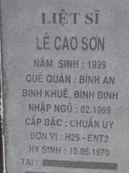Tìm thân nhân liệt sĩ Lê Cao Sơn