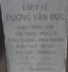 Tìm thân nhân liệt sĩ Dương Văn Đực