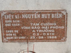 Tìm thân nhân liệt sĩ  Nguyễn Huy Biên