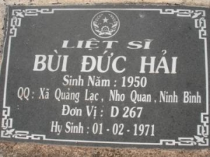 Nhắn tìm thân nhân liệt sỹ Bùi Đức Hải 