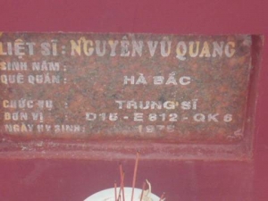 Nhắn tìm thân nhân liệt sỹ Nguyên Vũ Quang