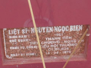 Nhắn tìm thân nhân liệt sỹ  Nguyễn Ngọc Biên