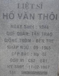 Tìm thân nhân liệt sĩ Hồ Văn Thôi