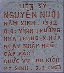 Tìm thân nhân liệt sĩ Nguyễn Nuôi