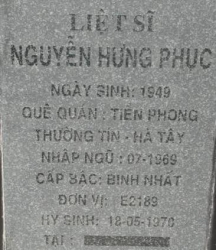 Tìm thân nhân liệt sĩ Nguyễn Hưng Phục