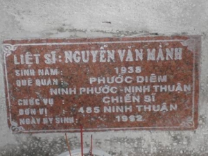 Nhắn tìm thân nhân liệt sỹ  Nguyễn Văn Mành