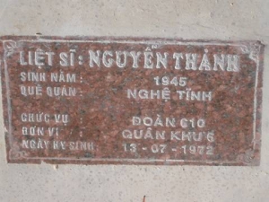 Nhắn tìm thân nhân liệt sỹ  Nguyễn Thành