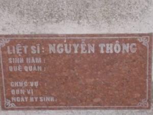 Nhắn tìm thân nhân liệt sĩ Nguyễn Thông