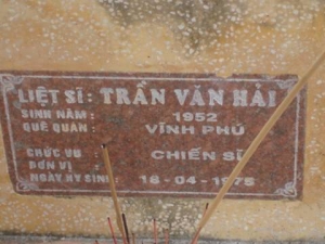 Nhắn tìm thân nhân liệt sỹ Trần Văn Hải