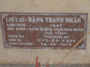 Nhắn tìm thân nhân liệt sỹ  Đặng Thanh Nhàn