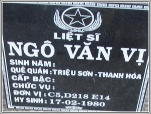 Nhắn tìm thân nhân liệt sỹ Ngô Văn Vị