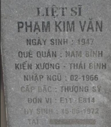 Tìm thân nhân liệt sĩ Phạm Kim Văn