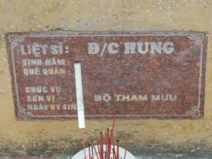 Nhắn tìm thân nhân liệt sĩ Hùng