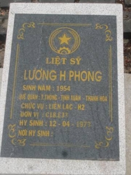 Nhắn tìm thân nhân liệt sỹ  Lương H Phong