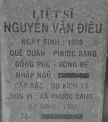 Tìm thân nhân liệt sĩ Nguyễn Văn Điểu