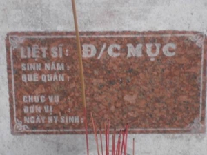 Nhắn tìm thân nhân liệt sĩ Đ/c Mục