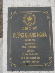 Nhắn tìm thân nhân liệt sỹ Dương Quang Nghĩa