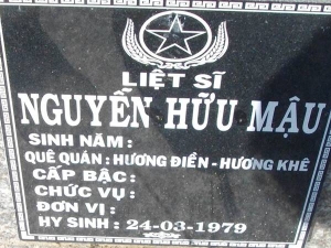 Nhắn tìm thân nhân liệt sỹ  Nguyễn Hữu Mậu
