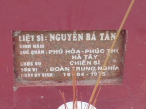 Nhắn tìm thân nhân liệt sỹ  Nguyễn Bá Tân
