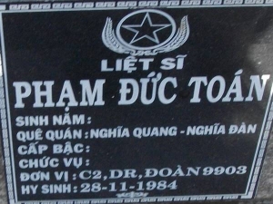 Nhắn tìm thân nhân liệt sỹ  Phạm Đức Toán