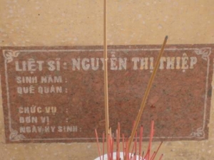 Nhắn tìm thân nhân liệt sĩ Nguyễn Thị Thiệp