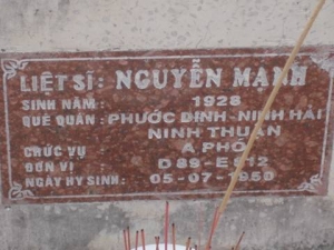 Nhắn tìm thân nhân liệt sỹ  Nguyễn Mạnh