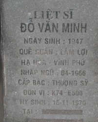 Tìm thân nhân liệt sĩ Đỗ Văn Minh