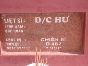 Nhắn tìm thân nhân liệt sĩ Hư