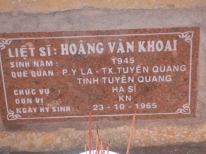 Nhắn tìm thân nhân liệt sỹ  Hoàng Văn Khoai