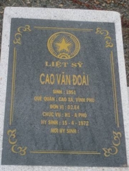 Nhắn tìm thân nhân liệt sỹ  Cao Văn Đoài