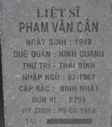 Tìm thân nhân liệt sĩ Phạm Văn Cận