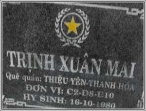 Nhắn tìm thân nhân liệt sỹ Trịnh Xuân Mai
