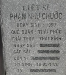 Tìm thân nhân liệt sĩ Phạm Như Chước