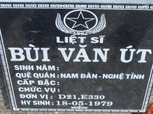 Nhắn tìm thân nhân liệt sỹ Bùi Văn Út
