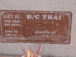 Nhắn tìm thân nhân liệt sĩ Thái