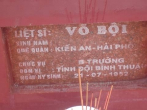 Nhắn tìm thân nhân liệt sỹ Võ Bội