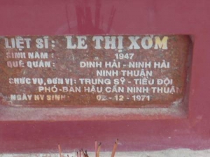 Nhắn tìm thân nhân liệt sỹ Lê Thị Xơm