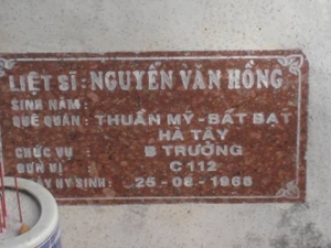 Nhắn tìm thân nhân liệt sỹ Nguyễn Văn Hồng