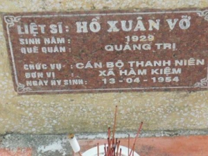 Nhắn tìm thân nhân liệt sỹ  Hồ Xuân Vỡ