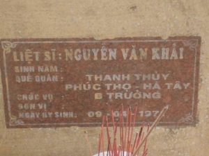 Nhắn tìm thân nhân liệt sỹ  Nguyễn Văn Khải