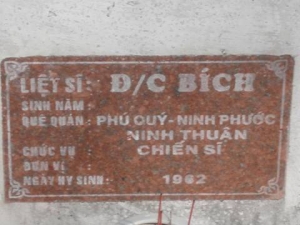 Nhắn tìm thân nhân liệt sỹ Bích