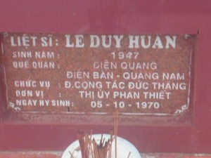 Nhắn tìm thân nhân liệt sỹ  Lê Duy Huân