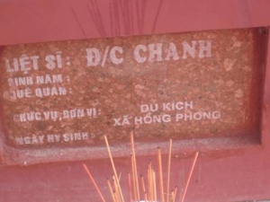 Nhắn tìm thân nhân liệt sĩ Chanh