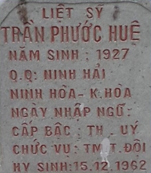 Tìm thân nhân liệt sĩ Trần Phước Huệ