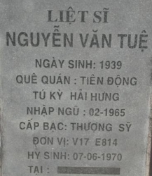Tìm thân nhân liệt sĩ Nguyễn Văn Tuệ