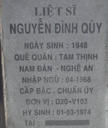 Tìm thân nhân liệt sĩ Nguyễn Đình Quỳ