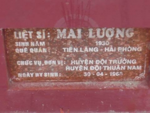 Tìm thân nhân liệt sĩ  Mai Lượng