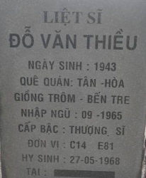 Tìm thân nhân liệt sĩ Đỗ Văn Thiều