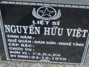 Nhắn tìm thân nhân liệt sỹ Nguyễn Hữu Việt