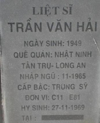 Tìm thân nhân liệt sĩ Trần Văn Hải